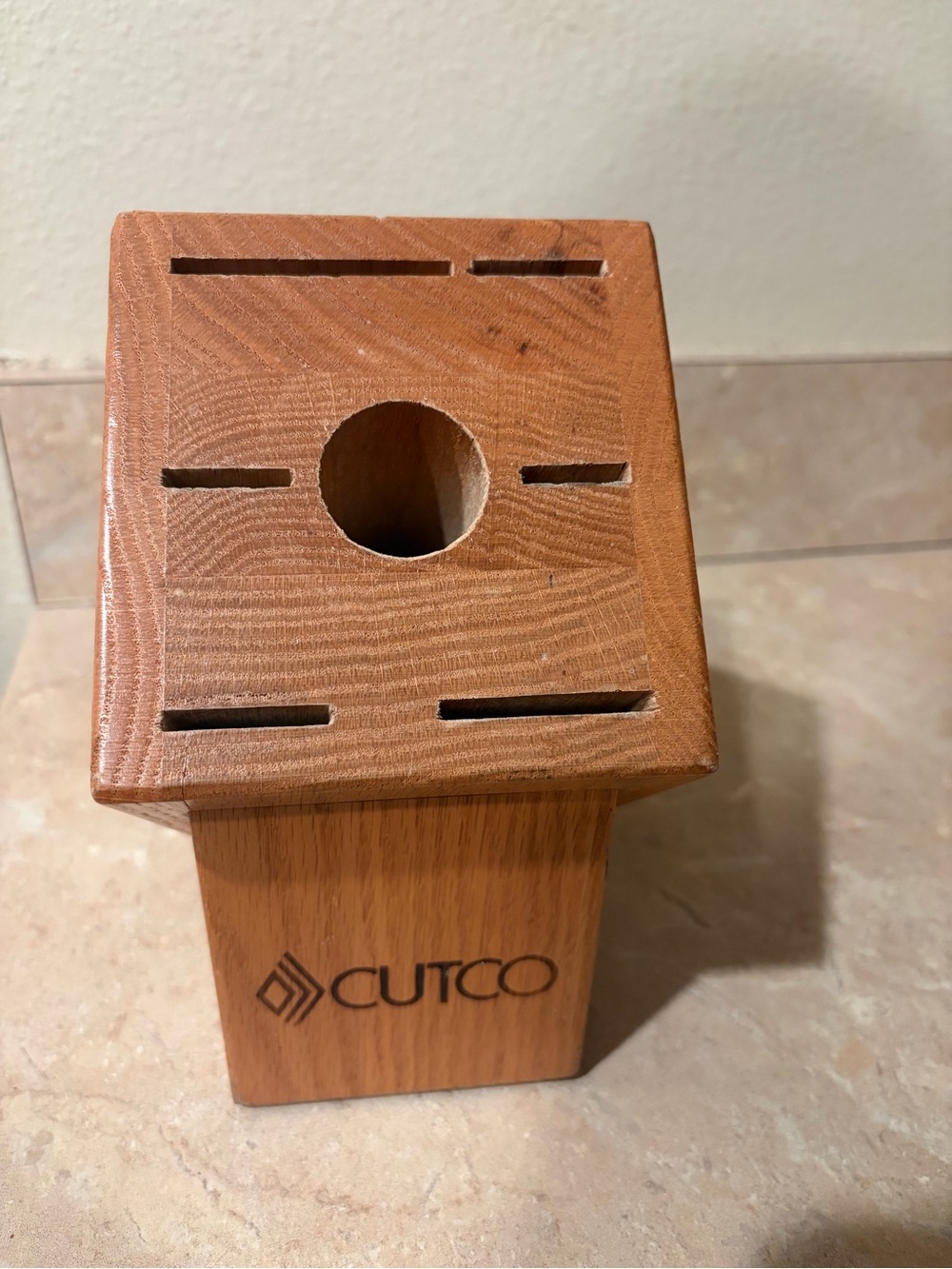 CUTCO Wood Block 7 Slot Galley Set Oak Made in the USA BLOCK ONLY